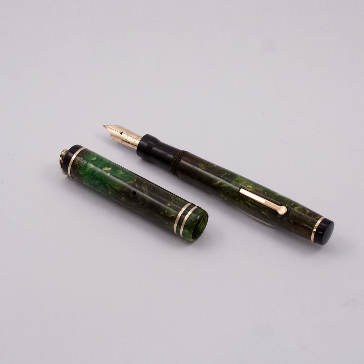 Wahl Eversharp Fountain Pen, Jade Green, Ring top, Lever Filler, 14k Gold Fine Nib Ozark Pen Shop