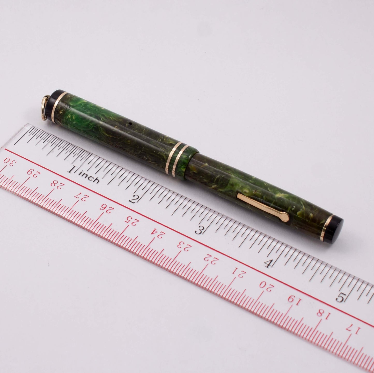Wahl Eversharp Fountain Pen, Jade Green, Ring top, Lever Filler, 14k Gold Fine Nib Ozark Pen Shop