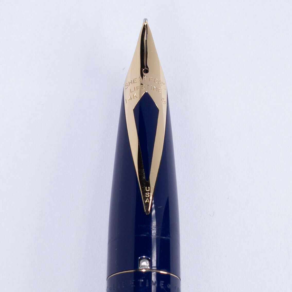 1963 Sheaffer Lifetime Imperial Fountain Pen, Blue with Gold Plated Trim, 14K inlaid nib.  Ozark Pen Shop