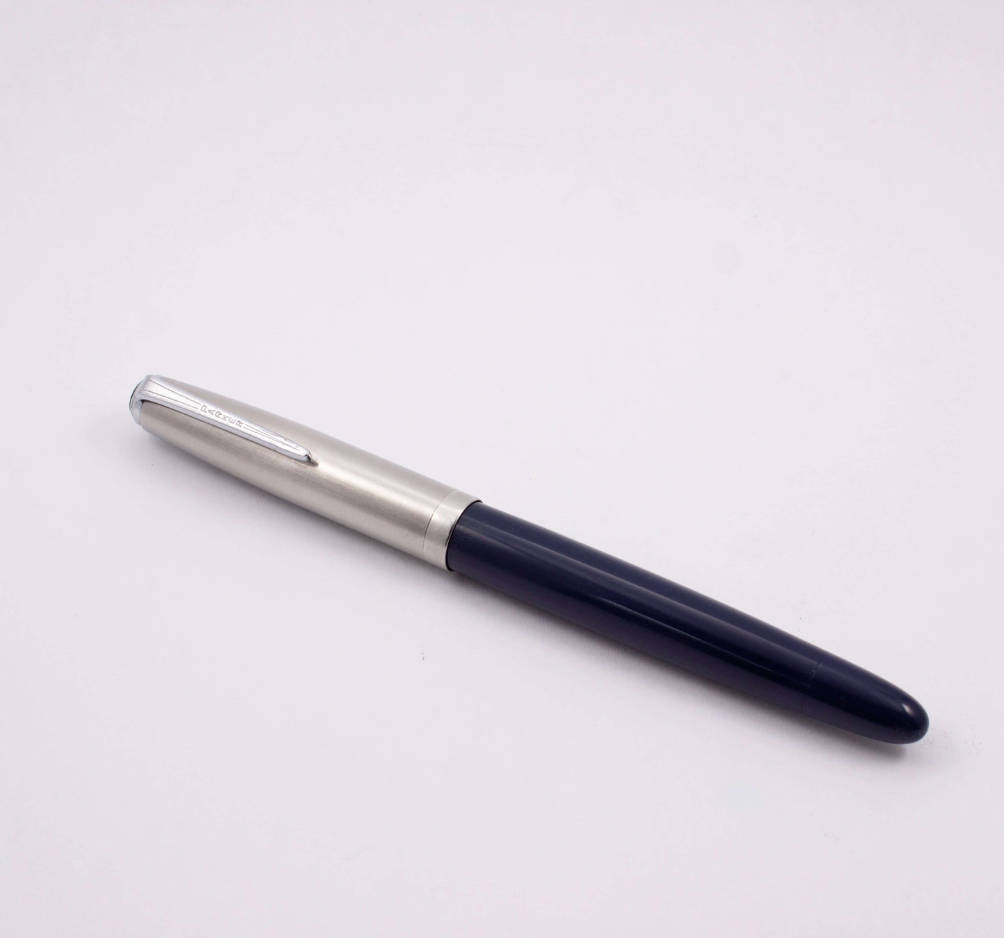 1947 Parker VS Fountain Pen, Royal Blue with a Lustraloy Cap, Button Filler with a 14K Nib Parker VS Ozark Pen Shop