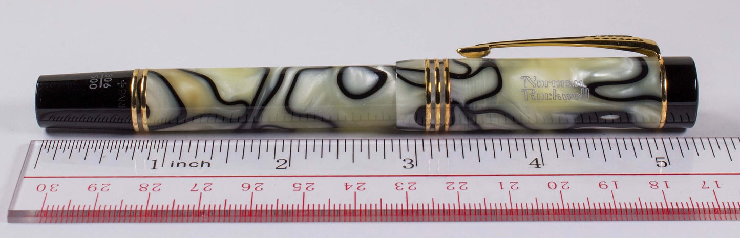 Parker Duofold Norman Rockwell Limited Edition Black and Pearl Fountain Pen, 18K Medium nib. Parker Duofold Ozark Pen Shop
