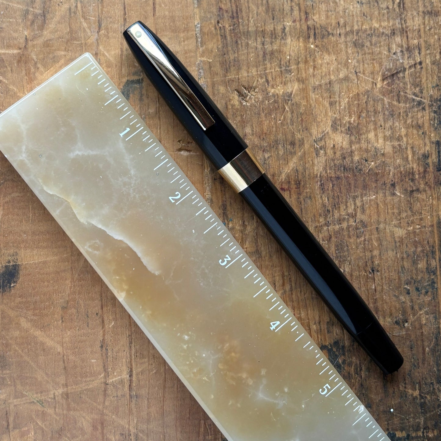 Sheaffer Lifetime Imperial Fountain Pen, Black with Gold-filled Trim 14K Fine inlay nib.