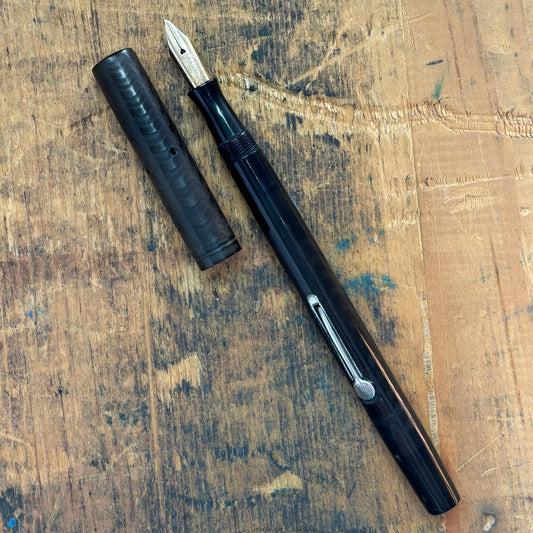 Waterman 52 1/2 Chased Black Hard Rubber, Responsive 14K Nib