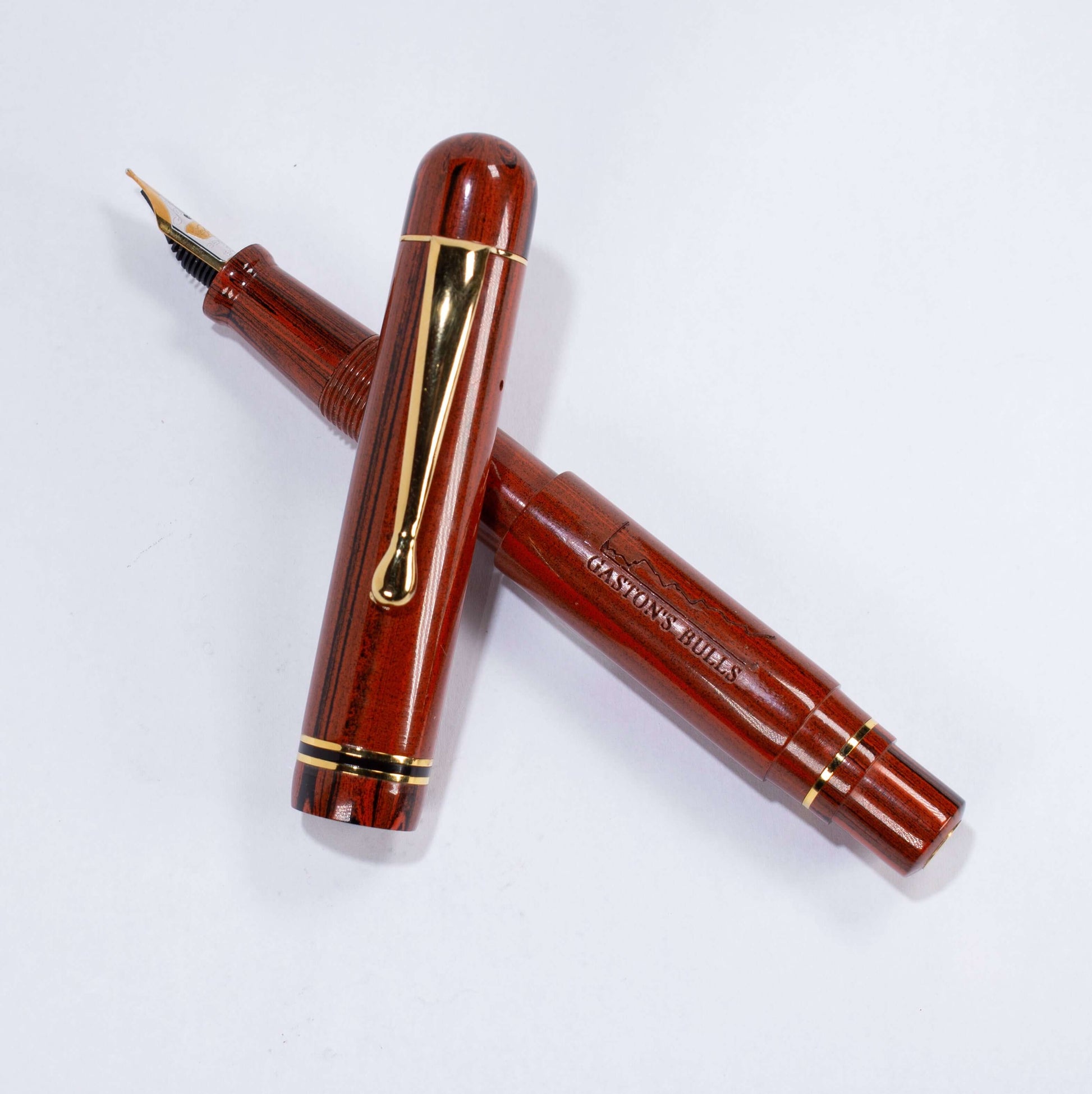 Bexley Jim Gaston Bulls and Bears Fountain Pen Set, Woodgrain Hard rubber Numbered Set, #22 of 100, 18K Gold Medium nibs  Ozark Pen Shop