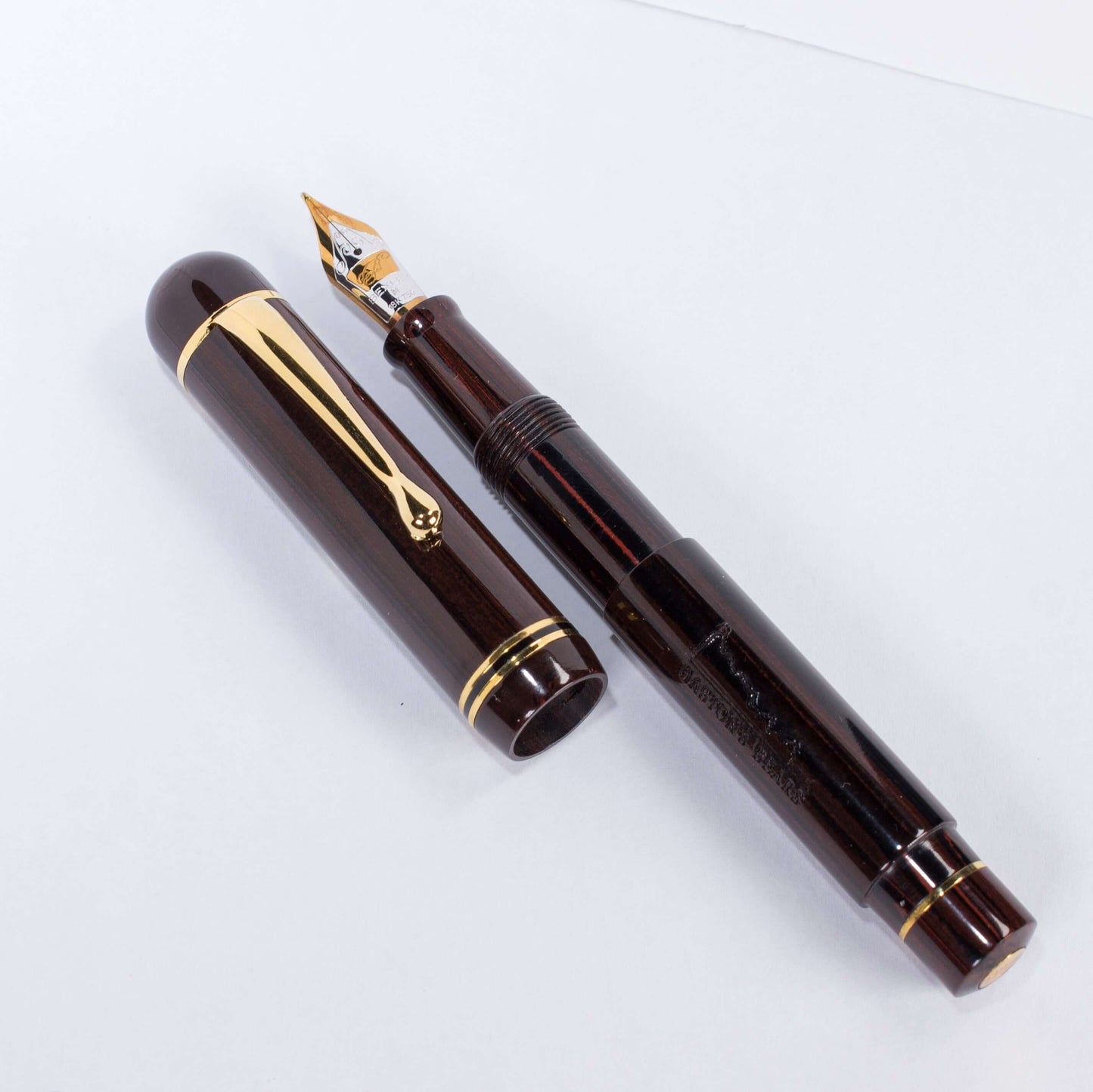 Bexley Jim Gaston Bulls and Bears Fountain Pen Set, Woodgrain Hard rubber Numbered Set, #22 of 100, 18K Gold Medium nibs  Ozark Pen Shop