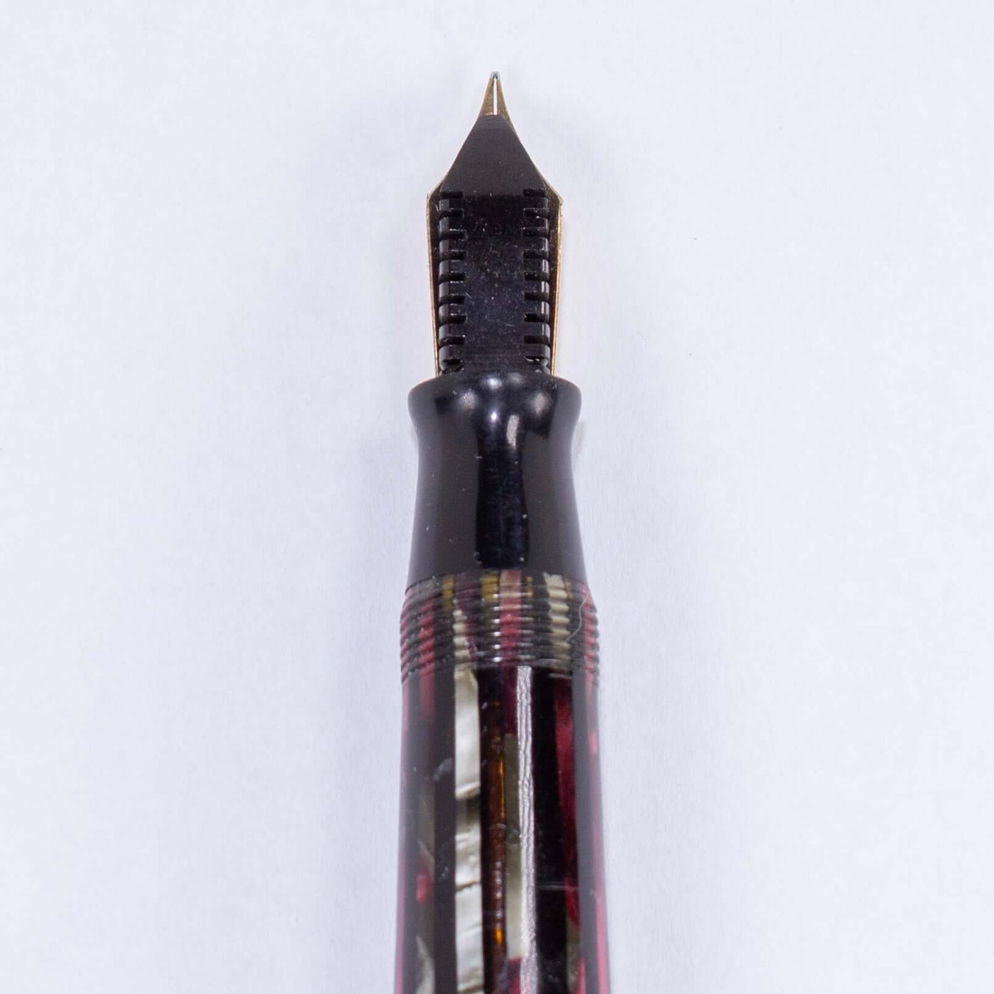 Parker Striped Duofold- Duovac, 14K "V" Nib, Dusty Red, Restored Vintage Fountain Pen Ozark Pen Shop