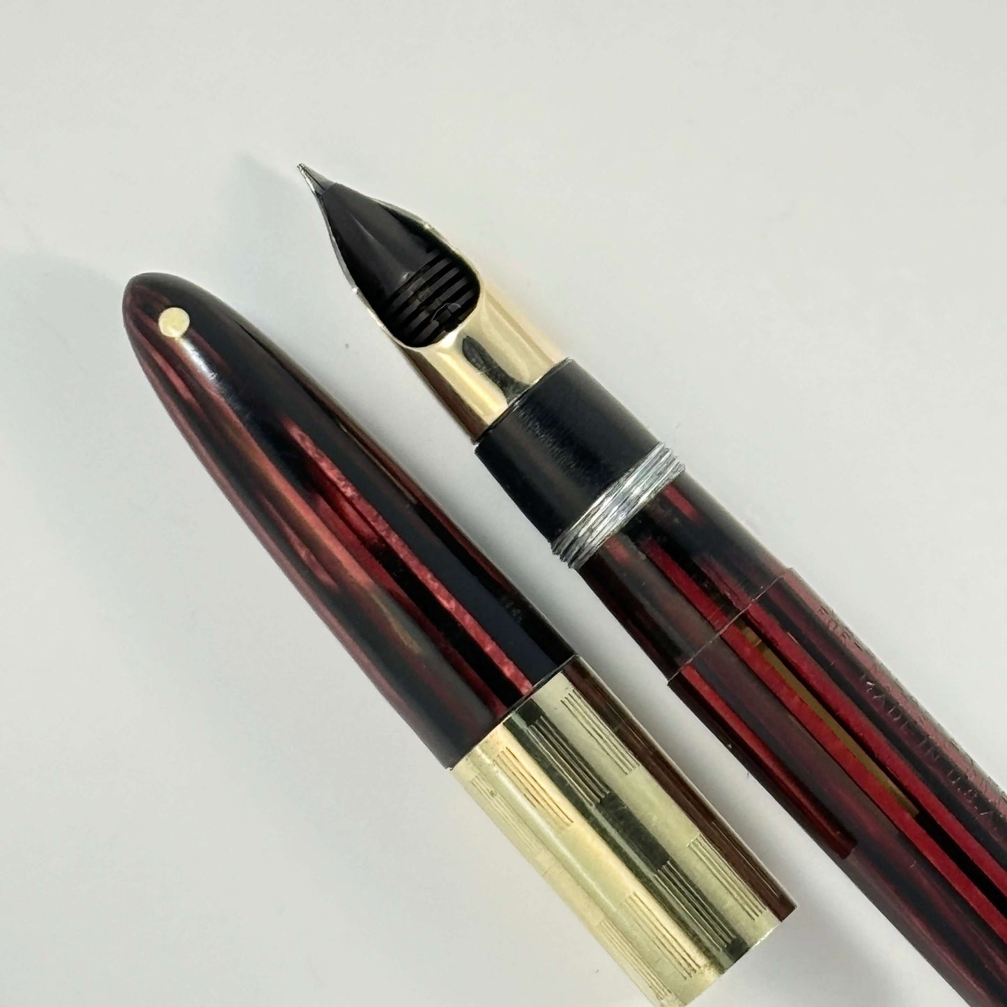 Sheaffer Triumph Tuckaway or "Tucky" Carmine Red with Gold-filled Trim, Medium nib Ozark Pen Shop