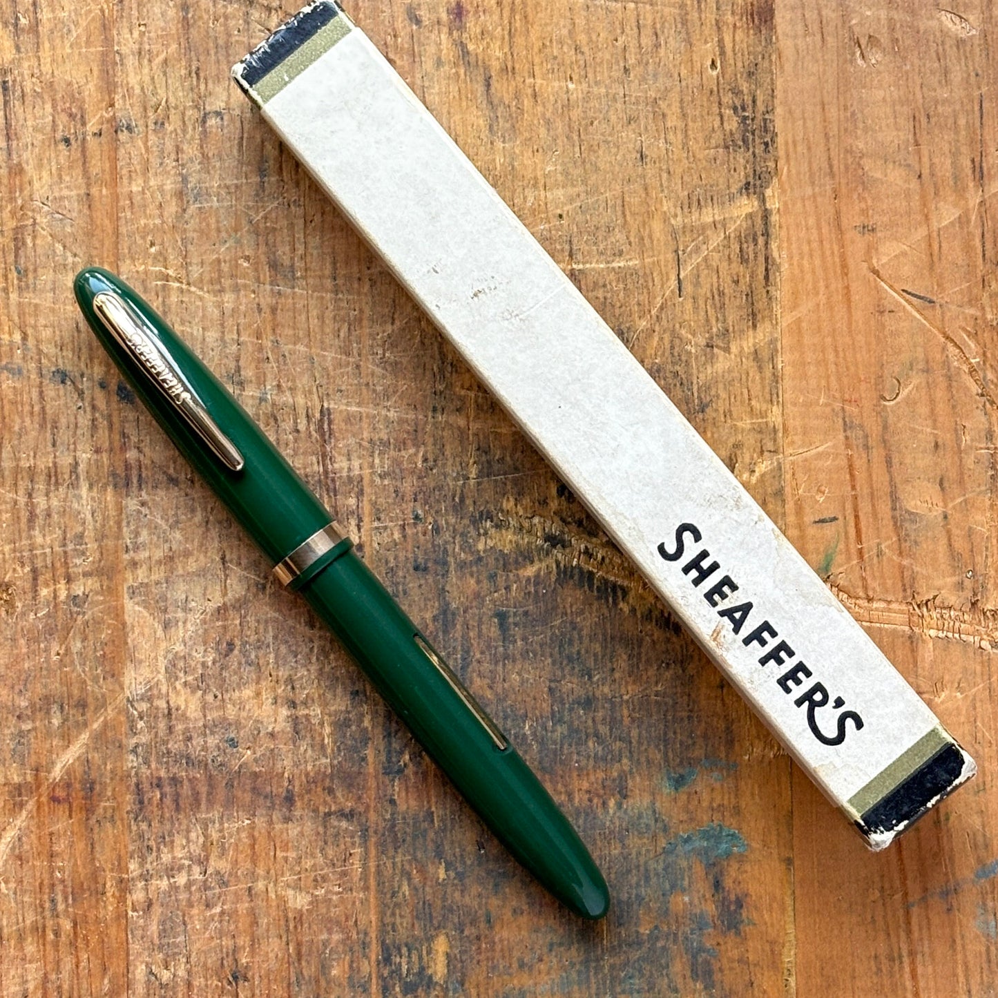 Sheaffer Cadet 23, Green with Gold-filled Trim, Restored Lever-fill