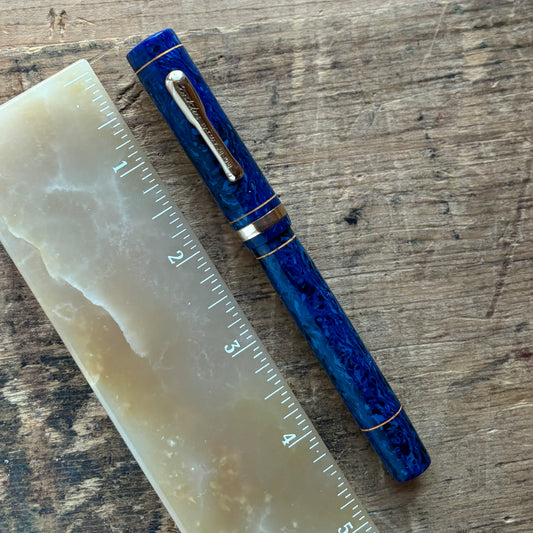 Conklin Endura Imperial, Lapis Blue Lever-Filler, Restored, 14K Fine Conklin nib.