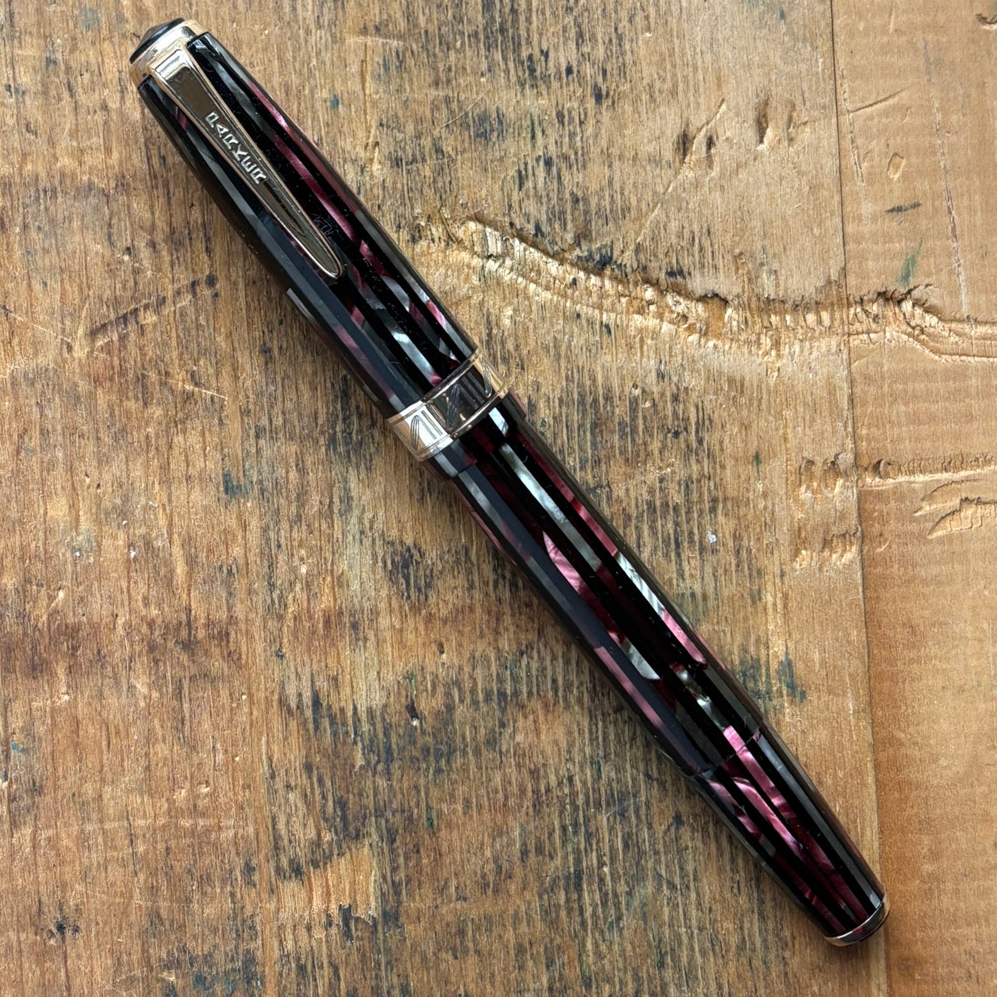 Parker Striped Duofold Debutante, Dusty Red Stripe