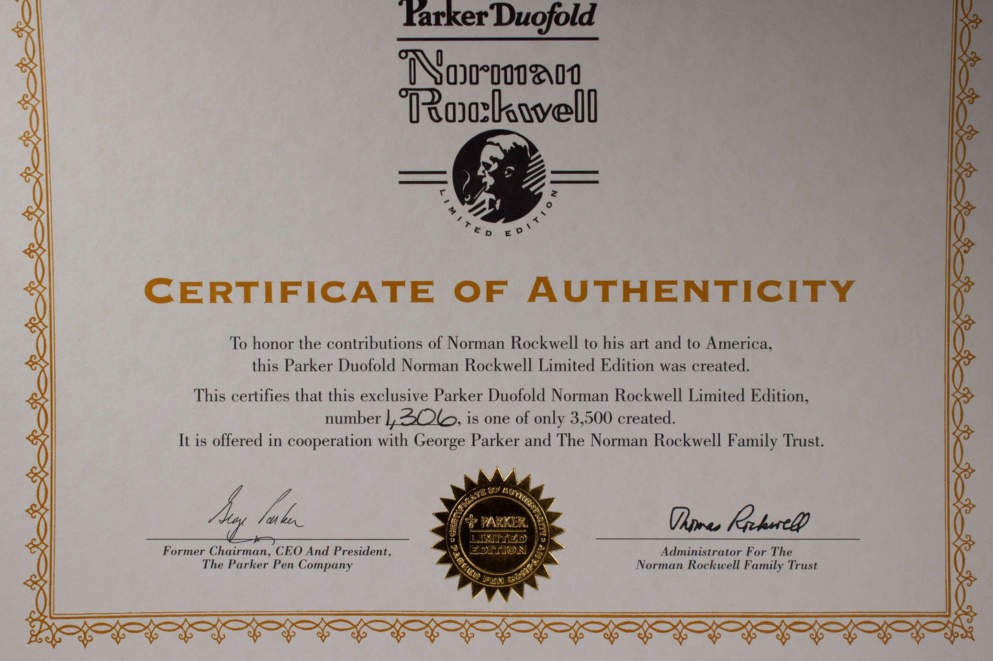 Parker Duofold Norman Rockwell Limited Edition Black and Pearl Fountain Pen, 18K Medium nib. Parker Duofold Ozark Pen Shop