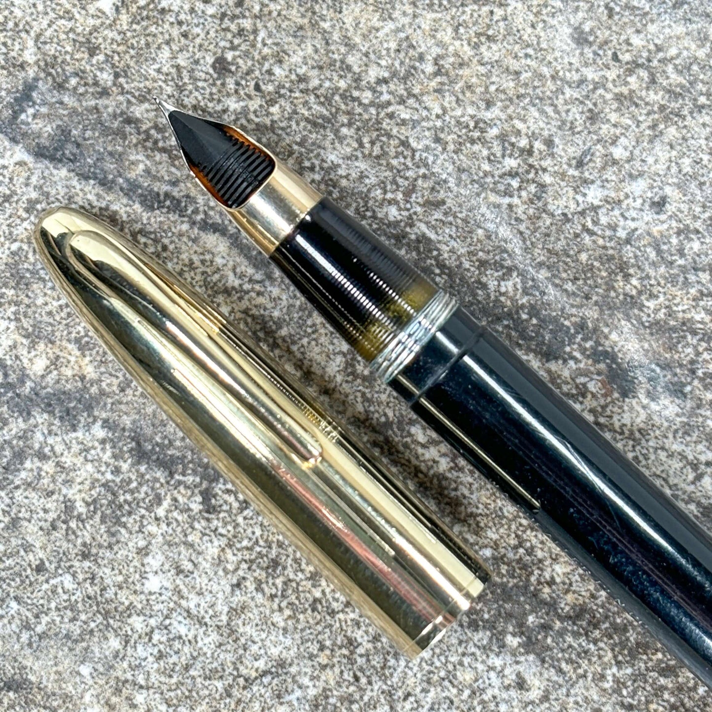 Sheaffer Crest Triumph, 14K Fine nib, Black with Gold Filled Cap Ozark Pen Shop