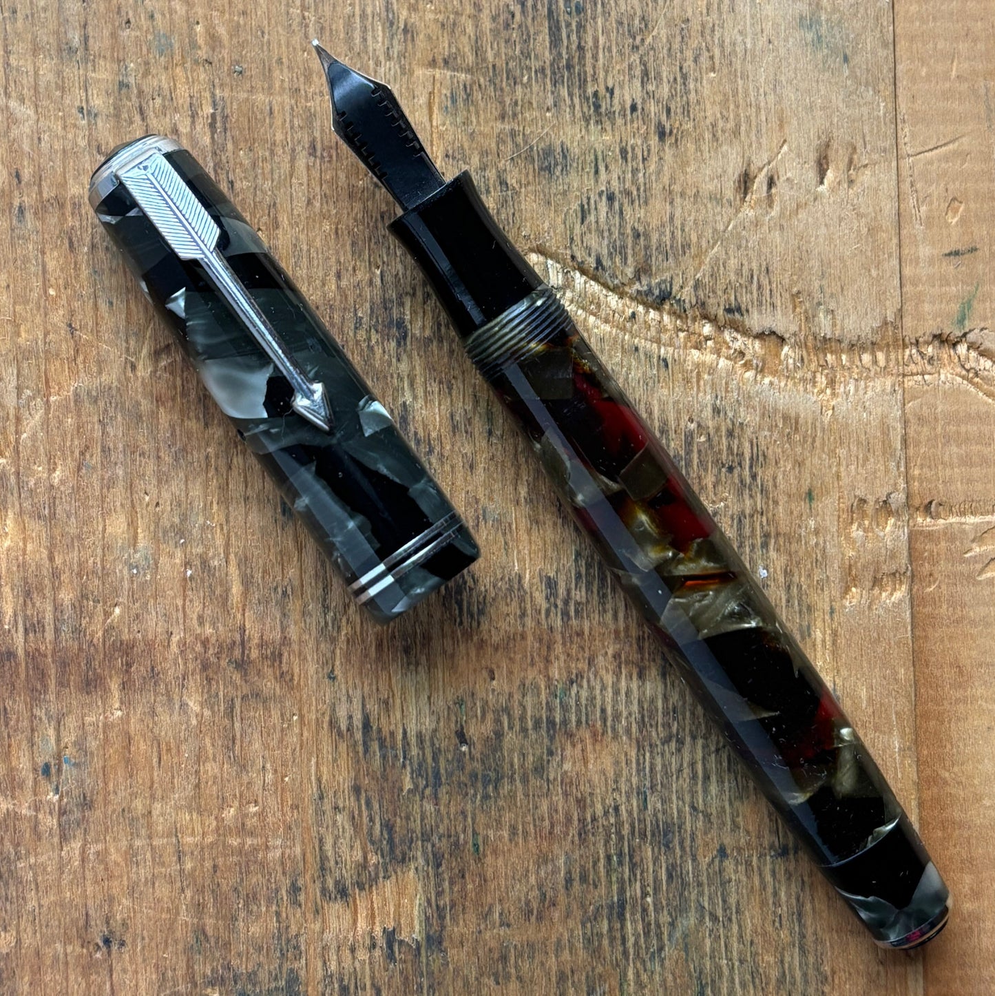 Double Jewel Parker Vacumatic JR; Grey Marble