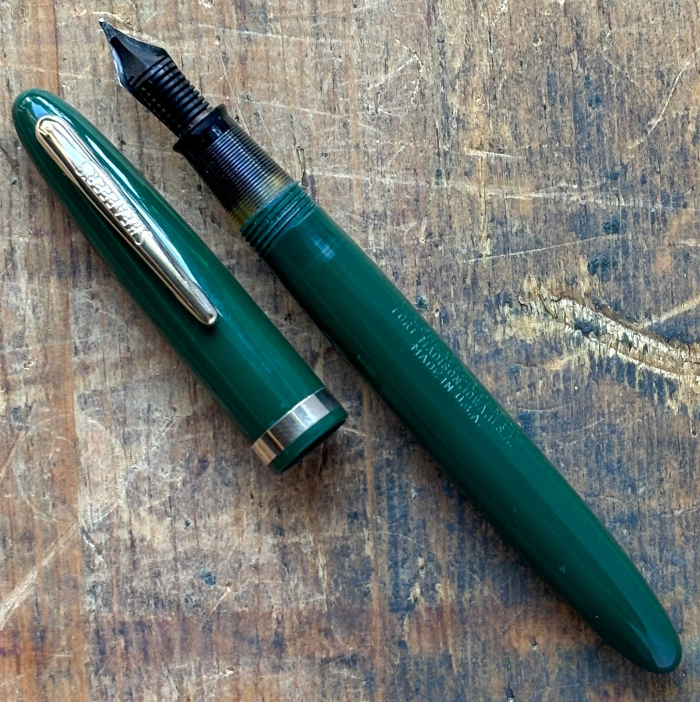 Sheaffer Cadet 23, Green with Gold-filled Trim, Restored Lever-fill