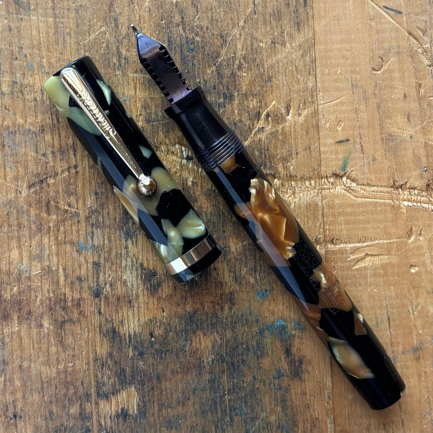 Sheaffer Flat Top Lifetime Fountain Pen, Oversized Black and Pearl