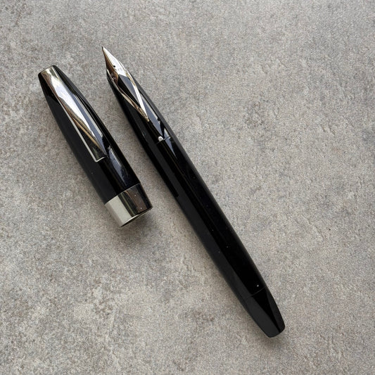 Sheaffer PFM I, Black with Chrome Trim, Fully Restored, PdAg Inlaid Nib