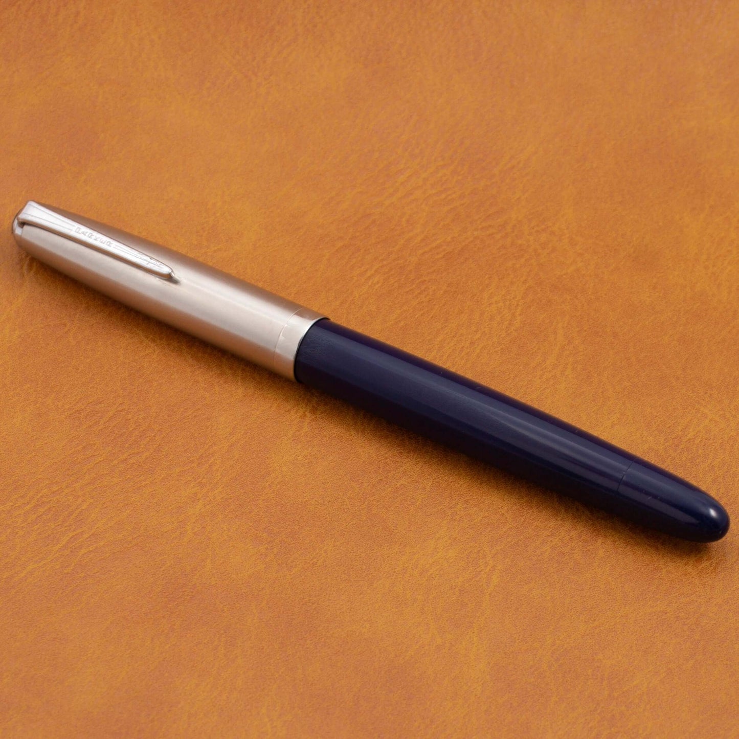 1947 Parker VS Fountain Pen, Royal Blue with a Lustraloy Cap, Button Filler with a 14K Nib Parker VS Ozark Pen Shop