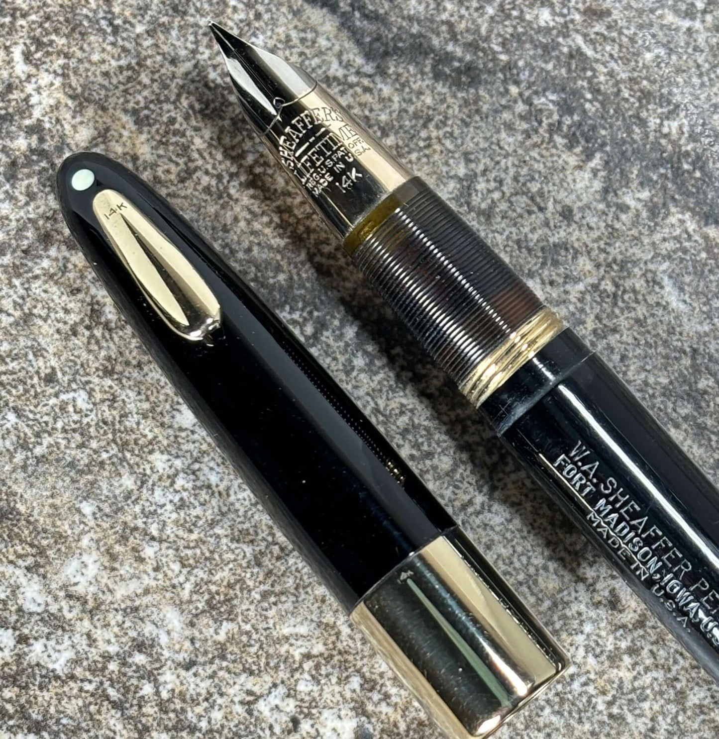 Sheaffer Tuckaway Autograph Cap. Solid 14K clip and Cap Band. 14K Gold Triumph Nib Ozark Pen Shop