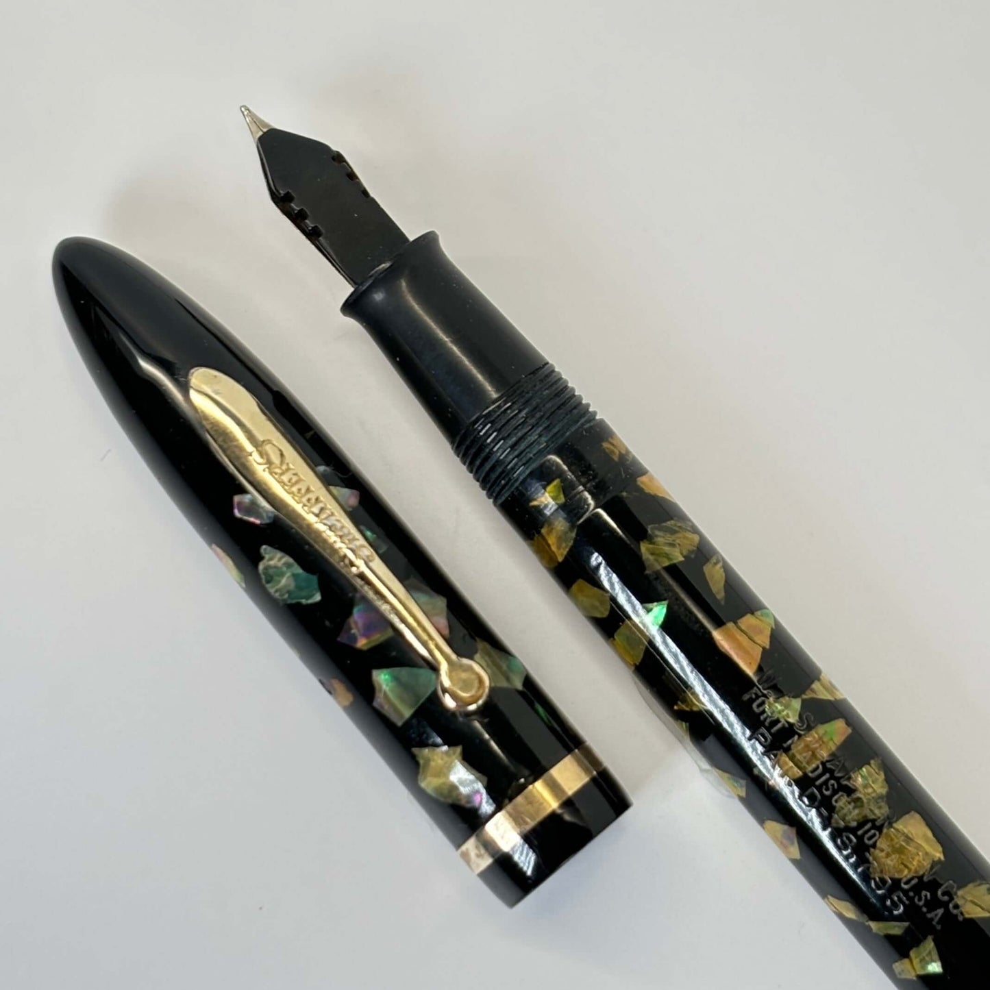 Sheaffer Balance Admiral, Ebonized Pearl, Two-tone Feathertouch #5 nib; medium. Ozark Pen Shop