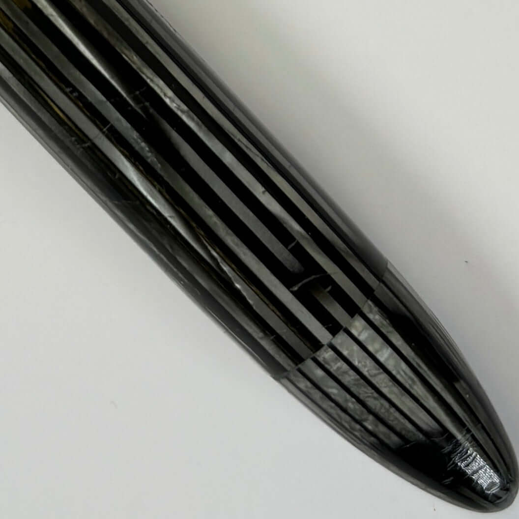 1940s Sheaffer Triumph Vac-fil, Extra-wide cap Band, Pearl Grey with Chrome trim. Medium Two-tone Nib  Ozark Pen Shop