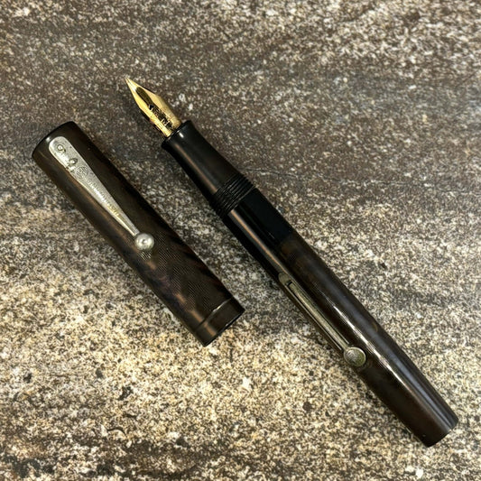 Restored Waterman 12 VPSF, Early Lever Filler. Black Chased Hard Rubber, 14K Waterman Ideal No. 2 Nib Ozark Pen Shop