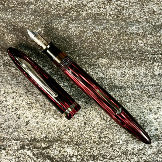 Sheaffer Balance, Carmine Red, Restored Lever-fill, two-tone #5 Feathertouch nib, fine Ozark Pen Shop
