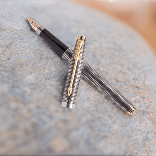 Restored Parker 75, Sterling Silver Ciselé, Medium 14K nib .66, Made in U.S.A. Ozark Pen Shop