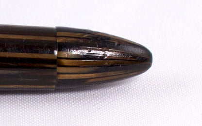 ${titleType: Vintage Vac-Fil Fountain Pen Product name: Sheaffer Triumph Vacuum-Fil Manufacturer and Year: 1940's Length: 5 1/8 inch Filling System: Vacuum-Fil, Plunger, restored with new section and piston Color/Pattern: Golden Brown Nib Type/Condition a