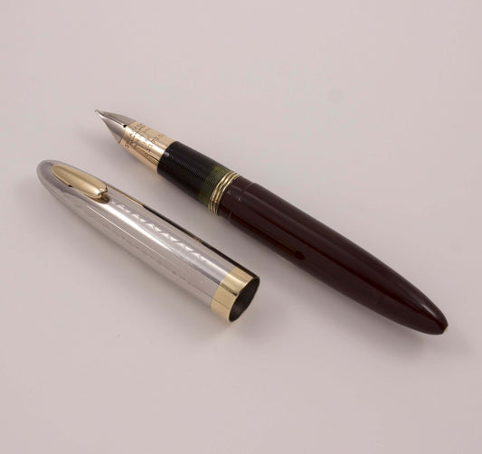 Sheaffer Sentinel Tuckaway Vacuum-Fil, Burnt Umber Brown, Two-tone cap, 14K Gold Triumph nib  Ozark Pen Shop   