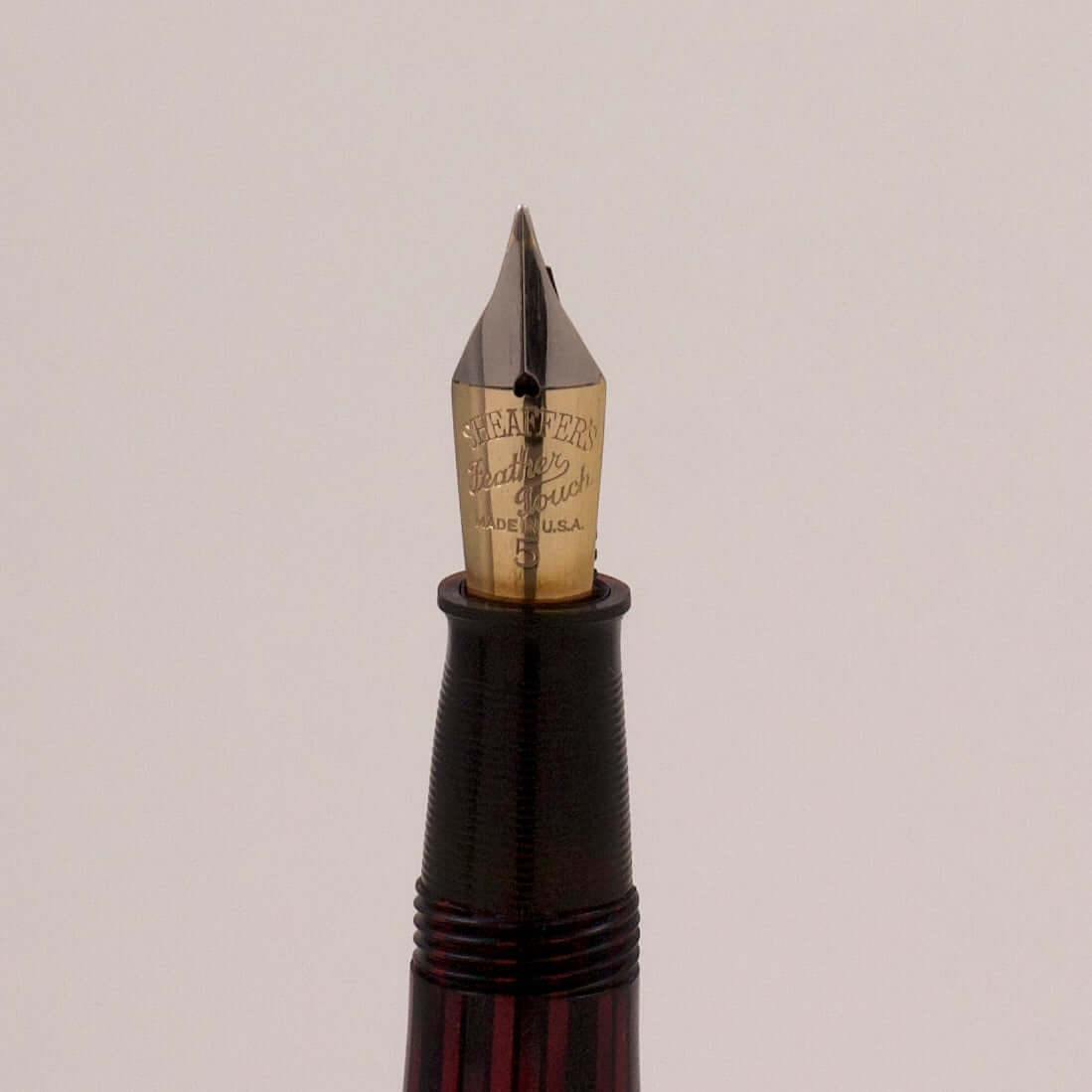 Sheaffer Craftsman Lever Filler, Carmine Red. Number 5 Feather Touch 14K Gold Nib Fine Point.  Ozark Pen Shop   