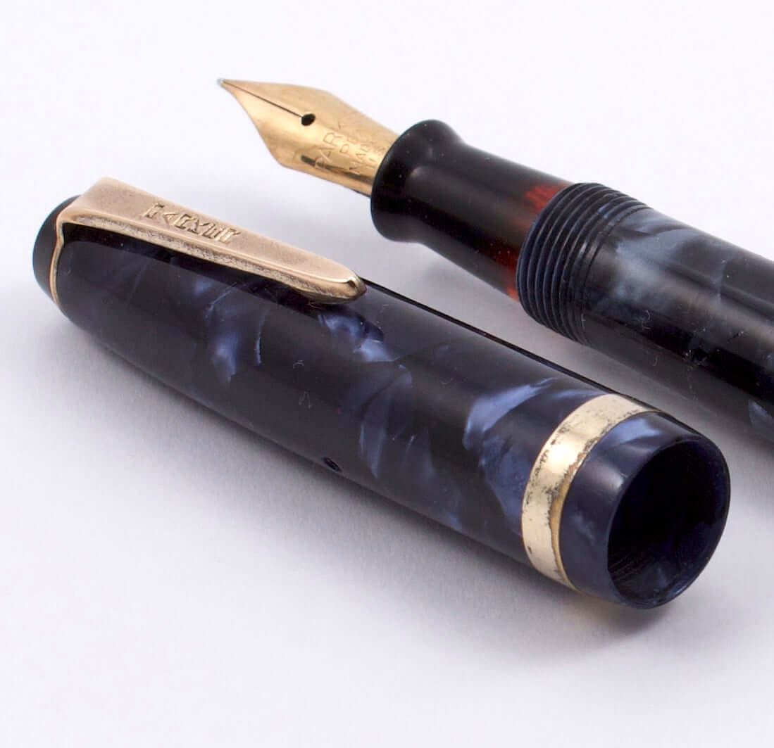 Parker Challenger, Blue Marble, Button Filler, Fine 14K Gold Nib, Restored  Ozark Pen Shop   