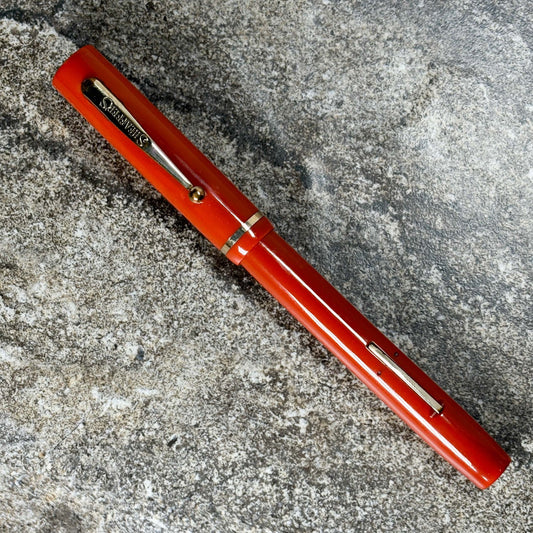 Sheaffer Flat Top 46 Special. Coral with Gold filled trim. Medium 14K  45 Special nib.  Ozark Pen Shop   