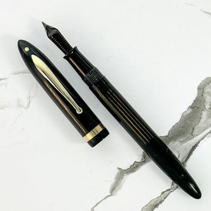 Full Length Sheaffer Balance, Slender Girth, Black with Gold Trim