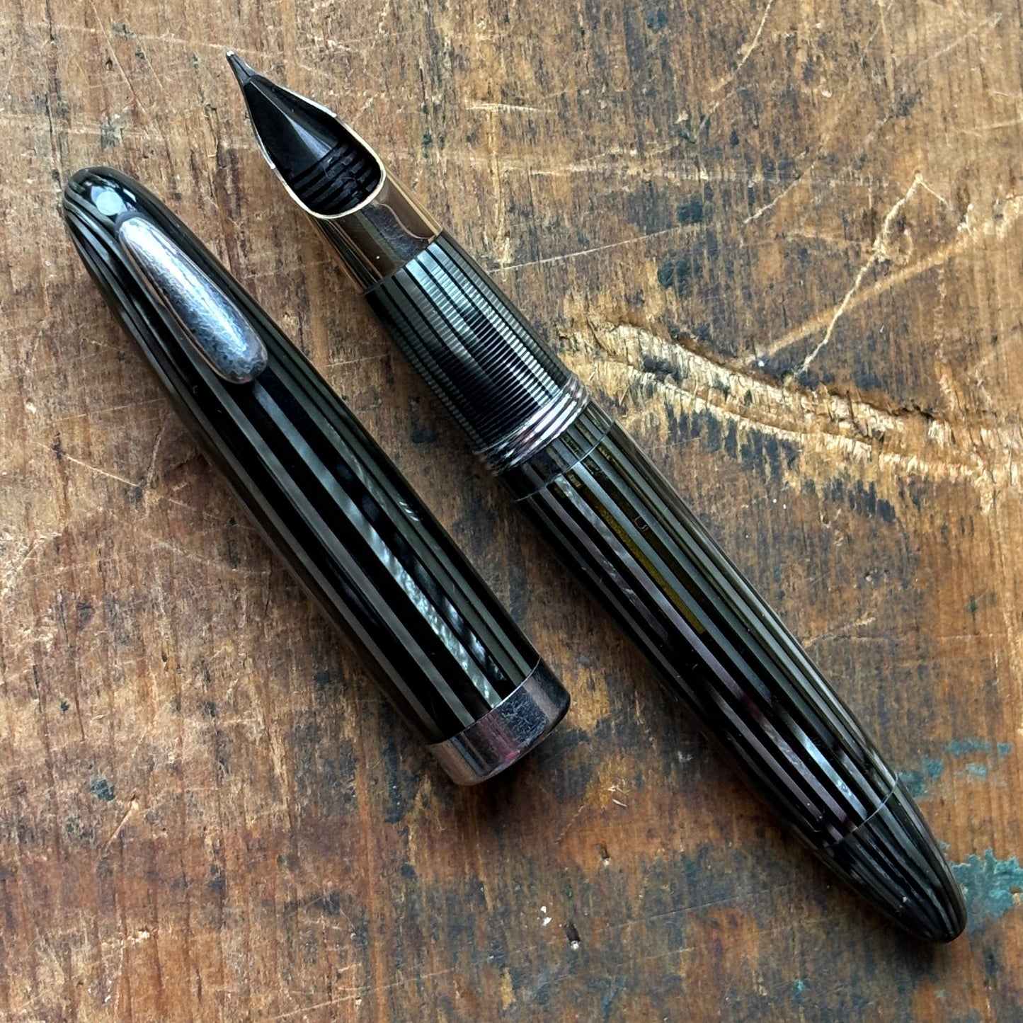 Sheaffer Tuckaway Vac-Fil, Restored, Large Two-tone Triumph Nib