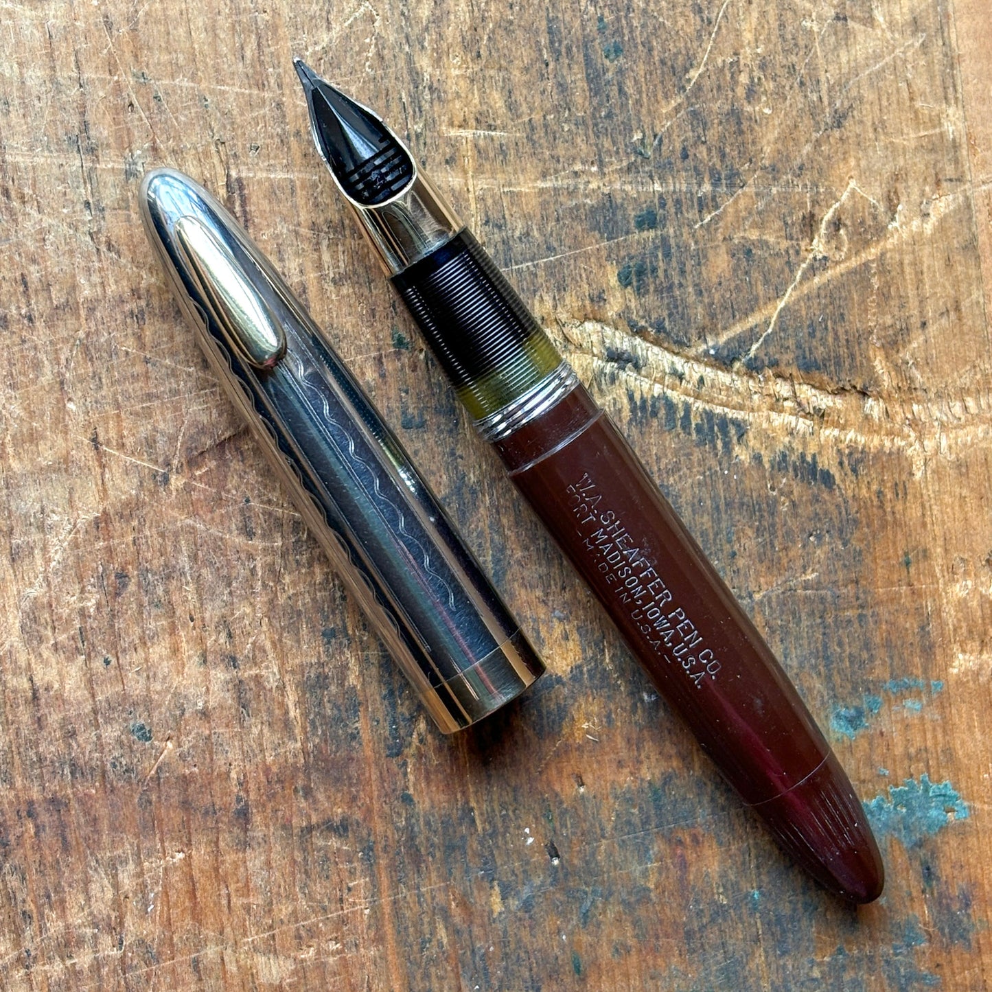 Sheaffer Tuckaway Sentinel, Burnt Umber, Two-tone Cap