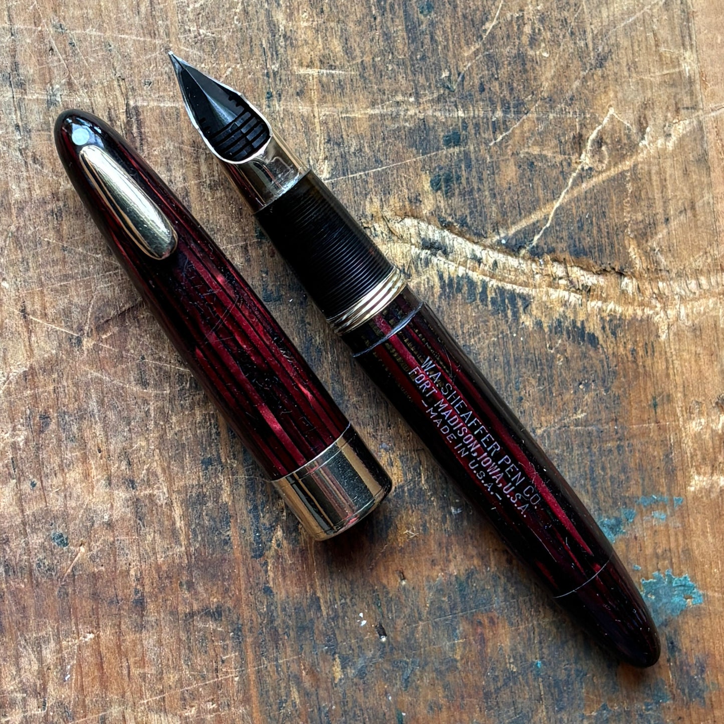 Sheaffer Tuckaway: Carmine Red, Restored Vac-Fil