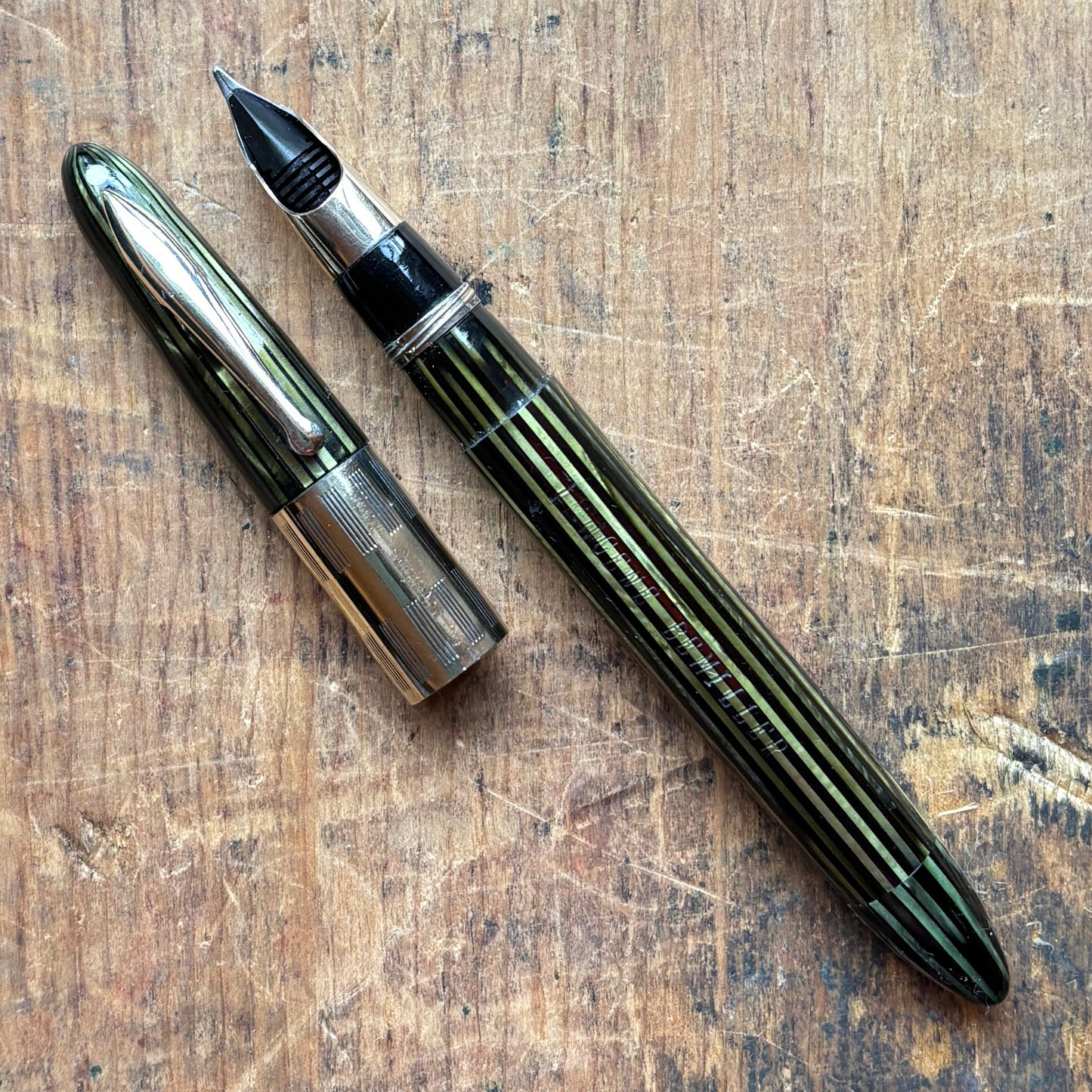 Sheaffer Triumph Vac-fil, Marine Green with Gold-filled trim; Extra Wide Cap Band