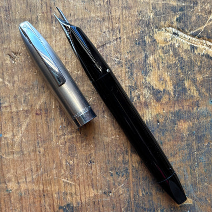 Sheaffer PFM II, Black with Steel Cap, Fully Restored, PdAg Inlaid Nib