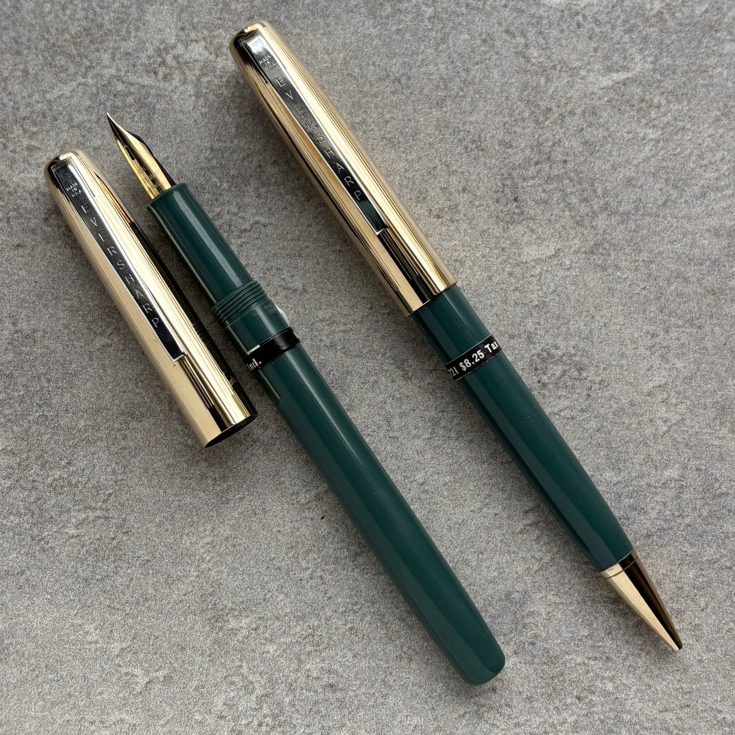Wahl-Eversharp Slim Ventura Fountain Pen/Pencil Set, Gray with Gold Caps