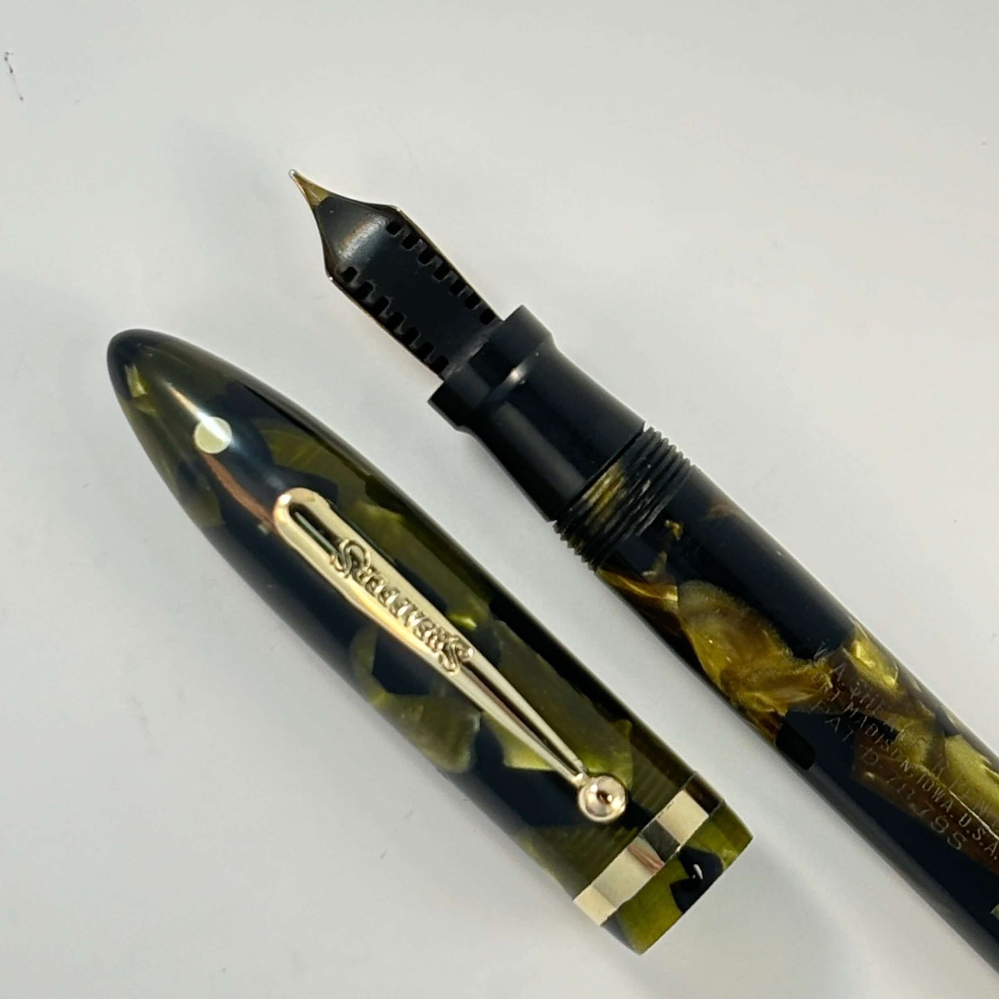 Oversize Sheaffer Balance, Marine Green, 14K Lifetime Fine-Med. nib, Restored Lever Filler  Ozark Pen Shop   