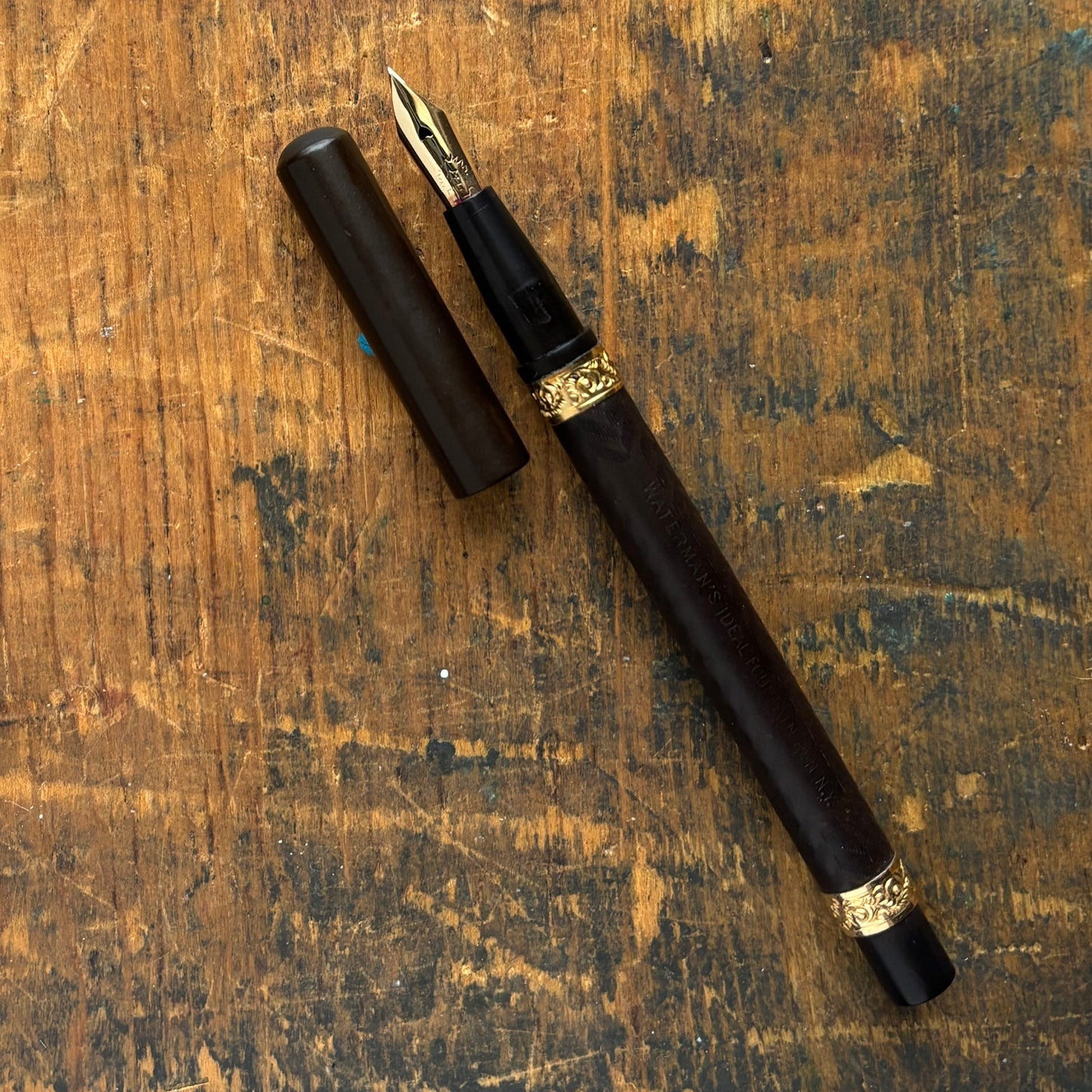 Waterman 22 Eyedropper, Black Chased Hard Rubber