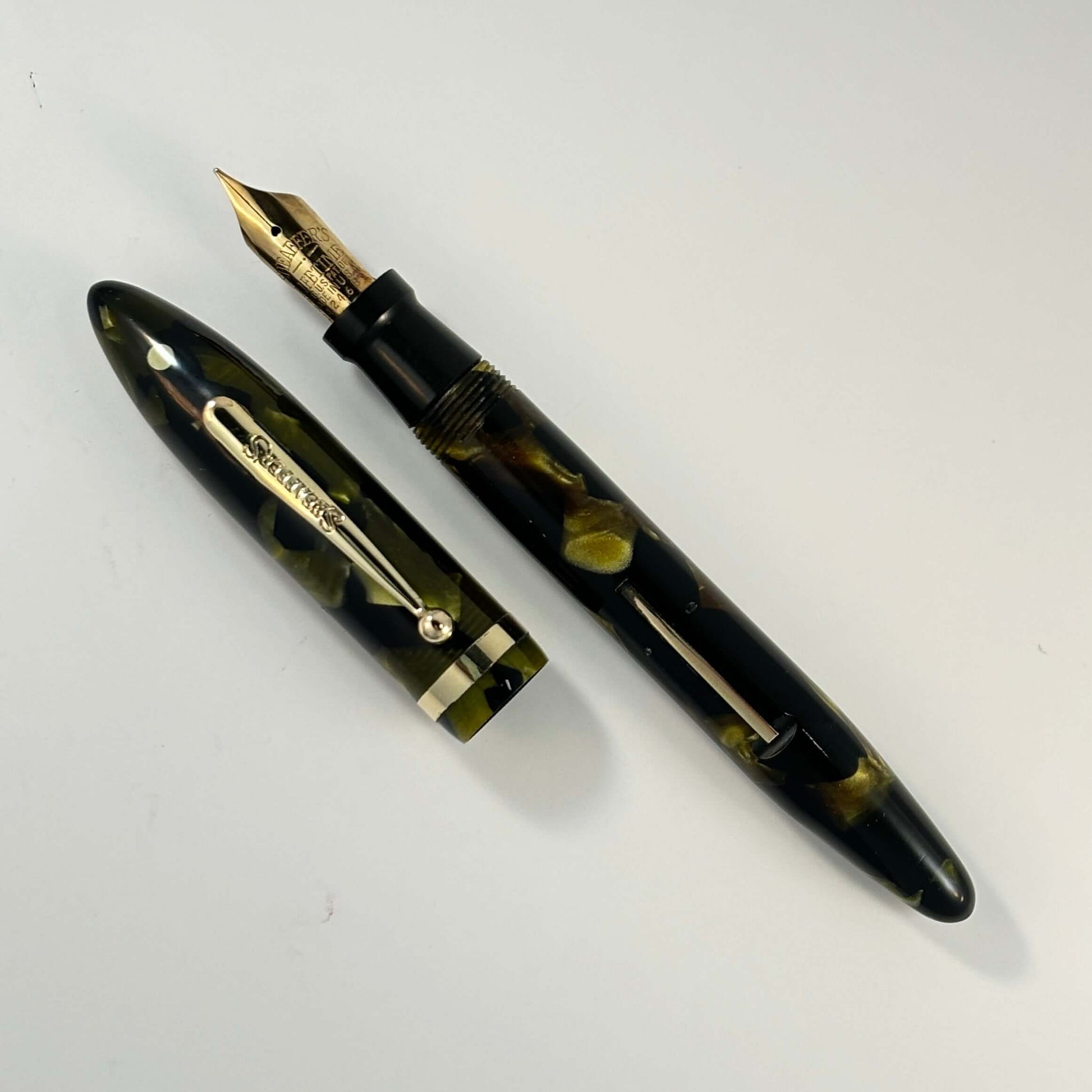 Oversize Sheaffer Balance, Marine Green, 14K Lifetime Fine-Med. nib, Restored Lever Filler  Ozark Pen Shop   