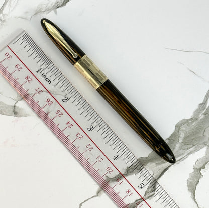 Golden Brown. Sheaffer Triumph with an Extra-wide cap Band; Vac-fil