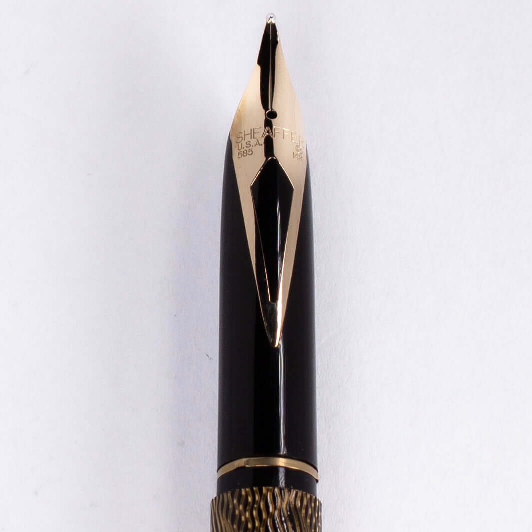 Sheaffer Slim Targa Fountain Pen, Brass and Lacquer Finish in Feather Pattern, 14K Inlaid Nib  Ozark Pen Shop   