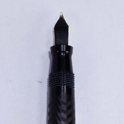 Craig Black Chased Hard Rubber Fountain Pen, Craig is a sub-brand of Sheaffer, Ring top.