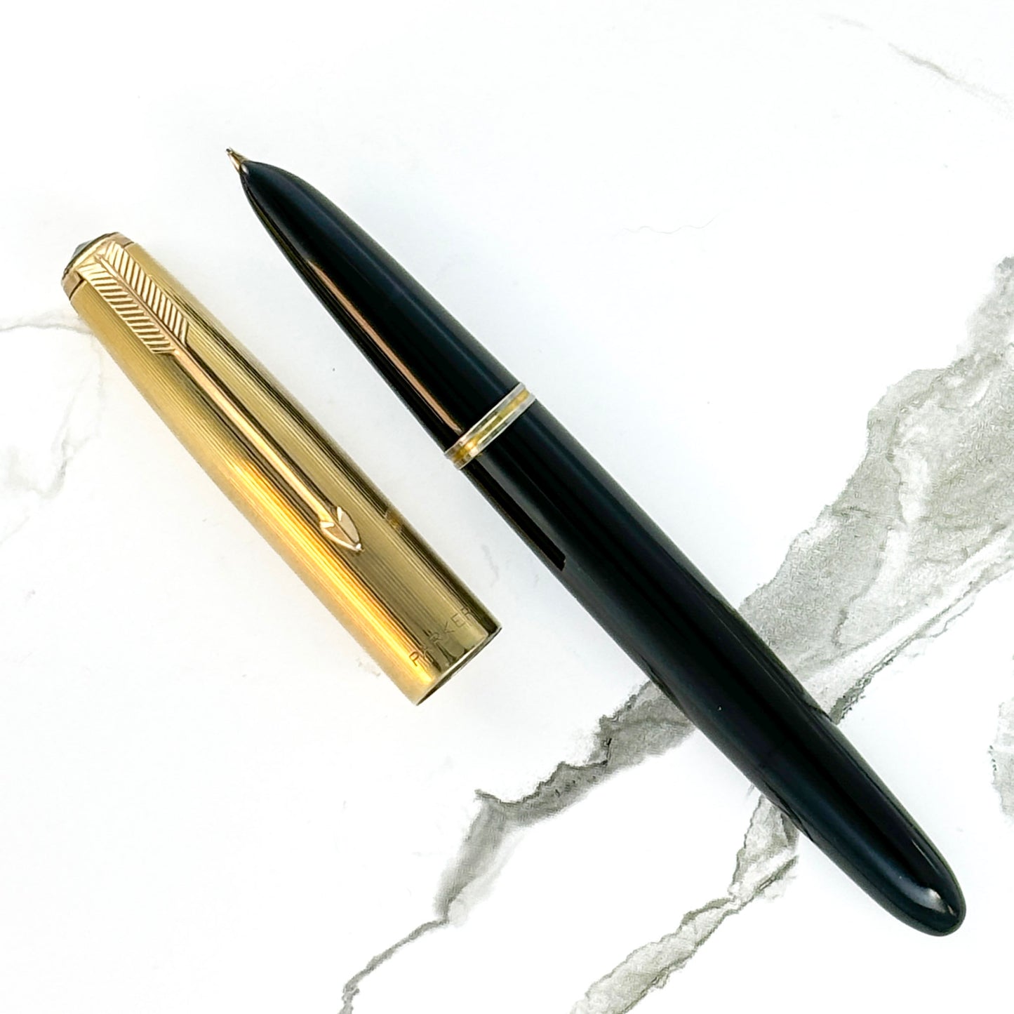 Parker 51 Demi; Black with Gold filled Lined Cap