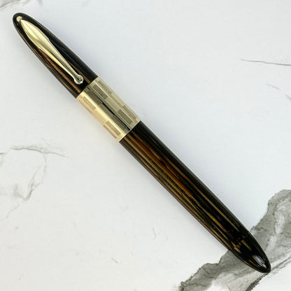 Golden Brown. Sheaffer Triumph with an Extra-wide cap Band; Vac-fil