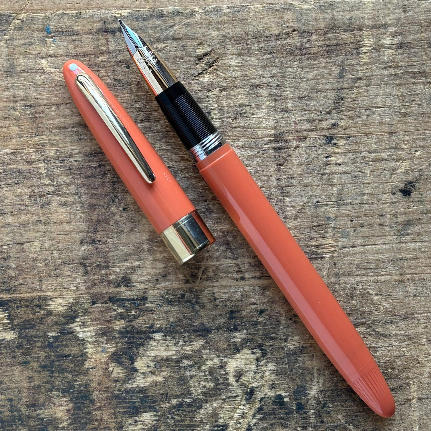 Sheaffer Valiant Snorkel Fountain Pen, Medium Two-tone 14K Triumph Nib Madarin Orange