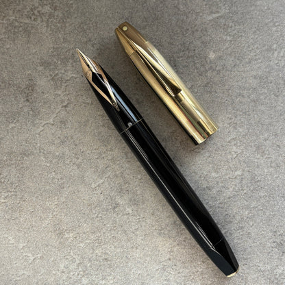 Sheaffer PFM V, Black with Gold Filled Cap, Medium Nib