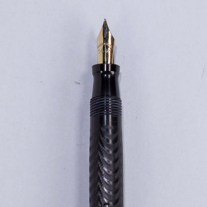Craig Black Chased Hard Rubber Fountain Pen, Craig is a sub-brand of Sheaffer, Ring top.